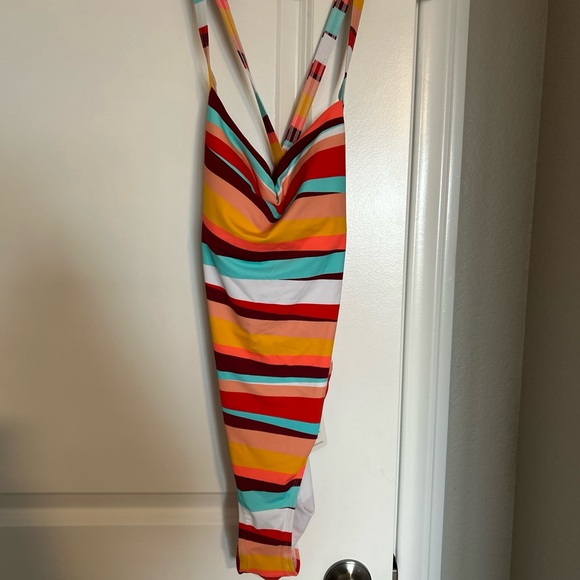 Body Glove Swimsuit Womens XL Multi-color Striped Electra Cheeky NWT Sangria - Picture 4 of 7